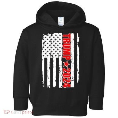 Donald Trump 2024 Distressed US Flag Toddler Hoodie