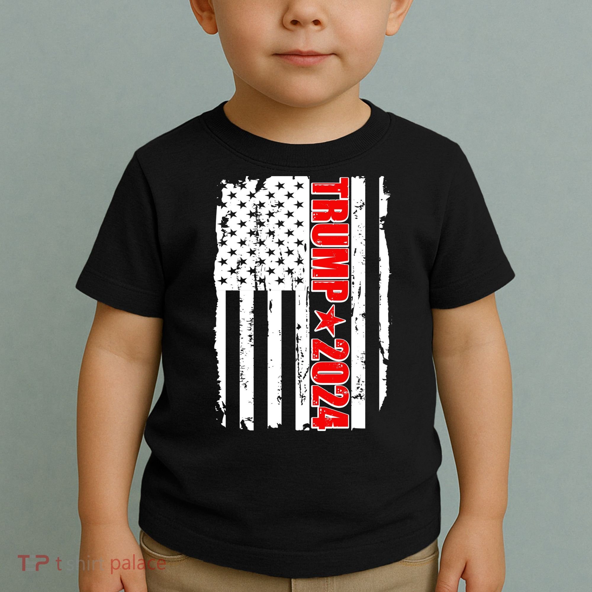 Donald Trump 2024 Distressed US Flag Toddler T-Shirt
