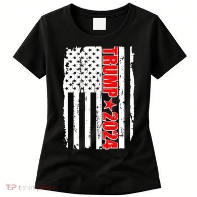 Donald Trump 2024 Distressed US Flag Women's T-Shirt