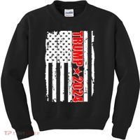 Donald Trump 2024 Distressed US Flag Kids Sweatshirt thumb 0