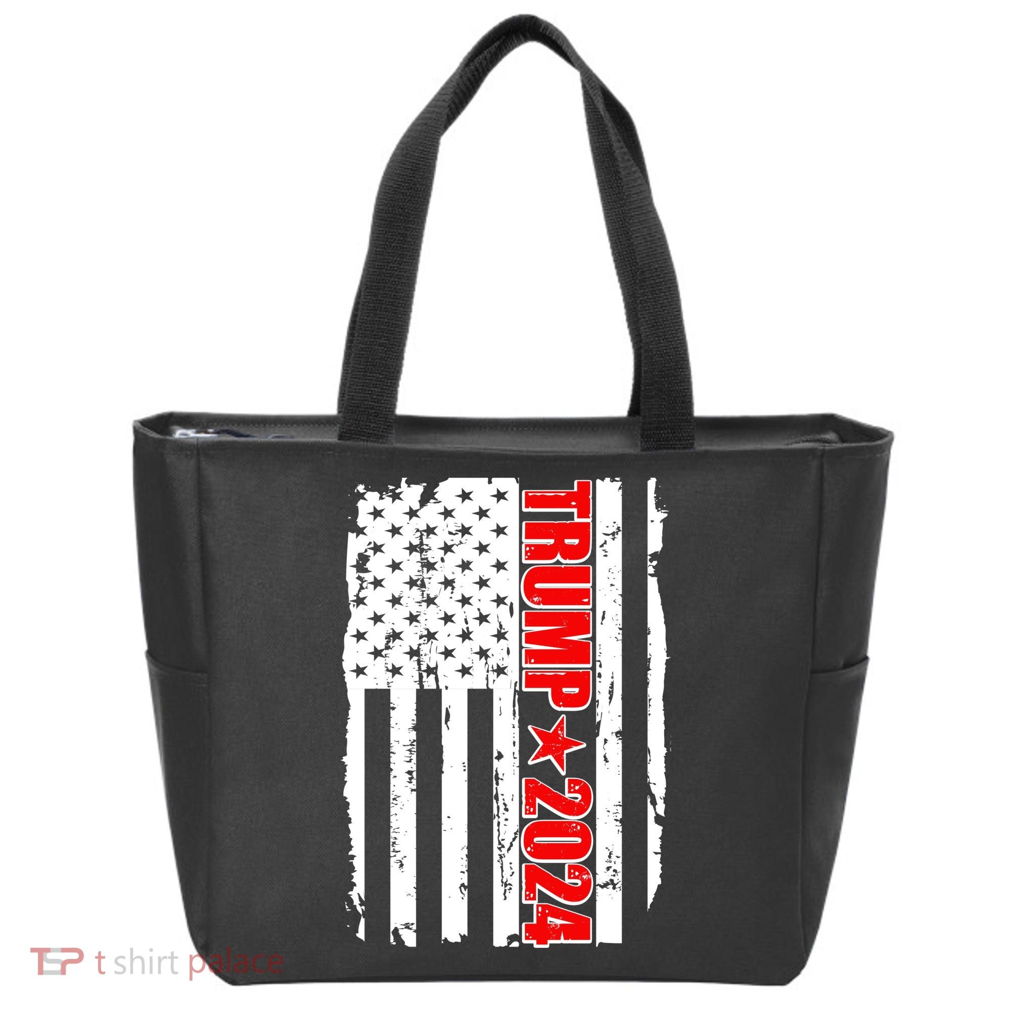 Donald Trump 2024 Distressed US Flag Tote Bag