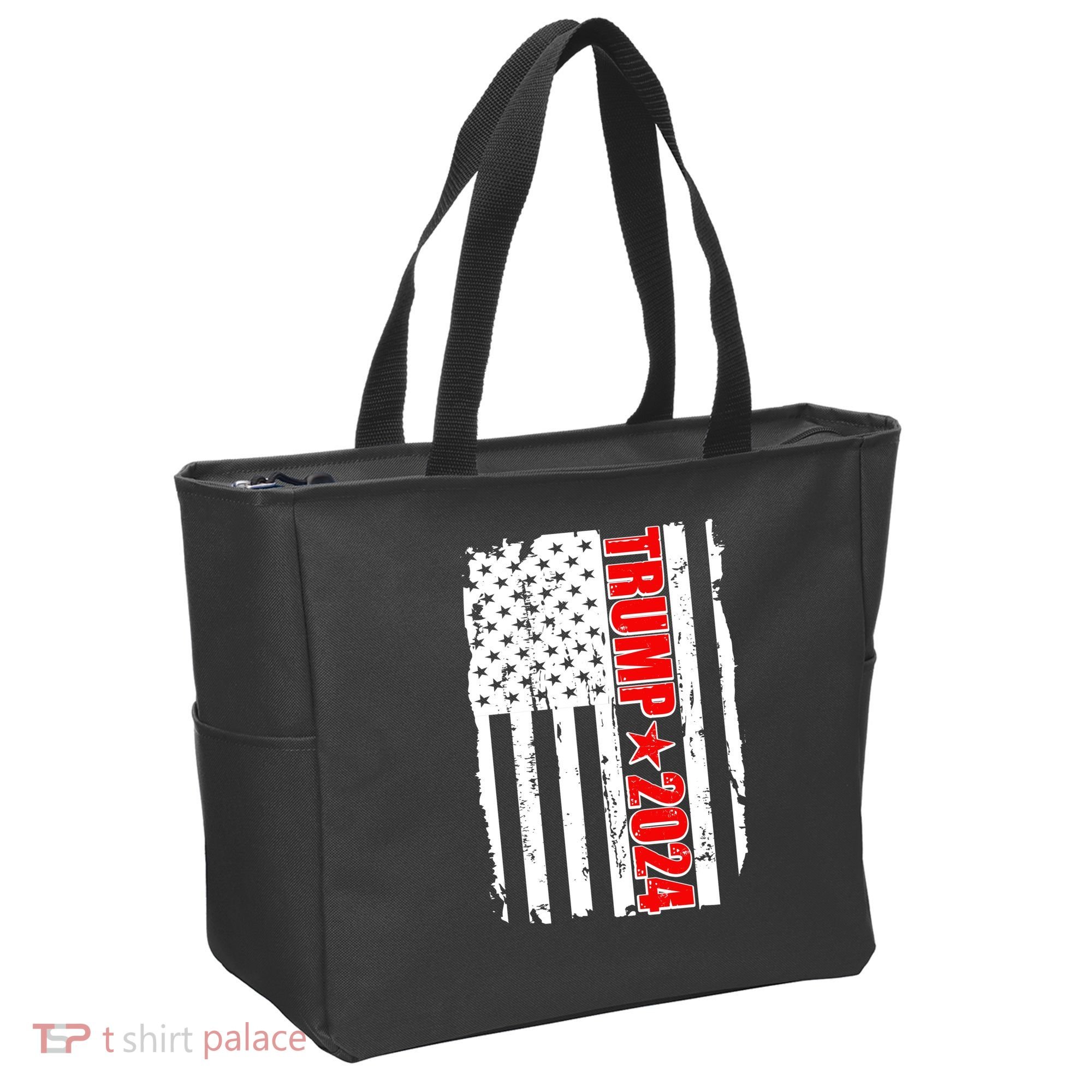 Donald Trump 2024 Distressed US Flag Tote Bag