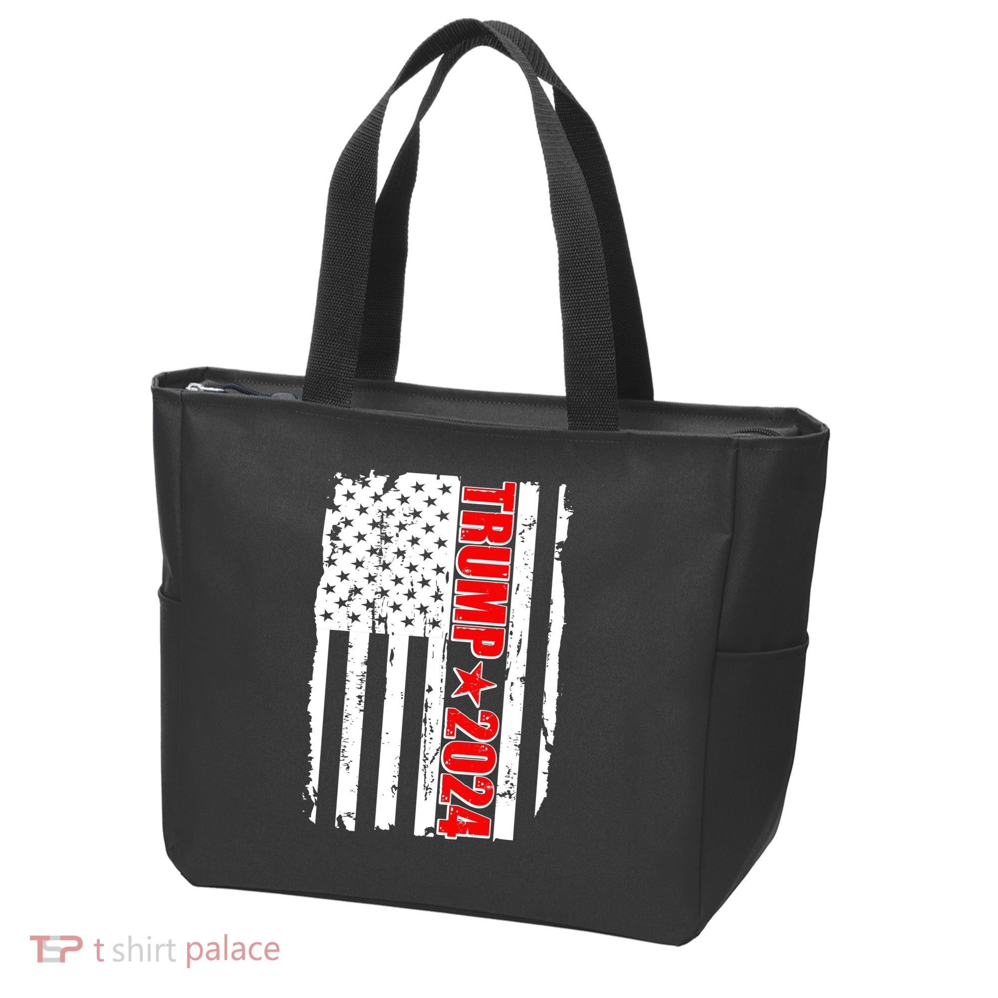 Donald Trump 2024 Distressed US Flag Tote Bag