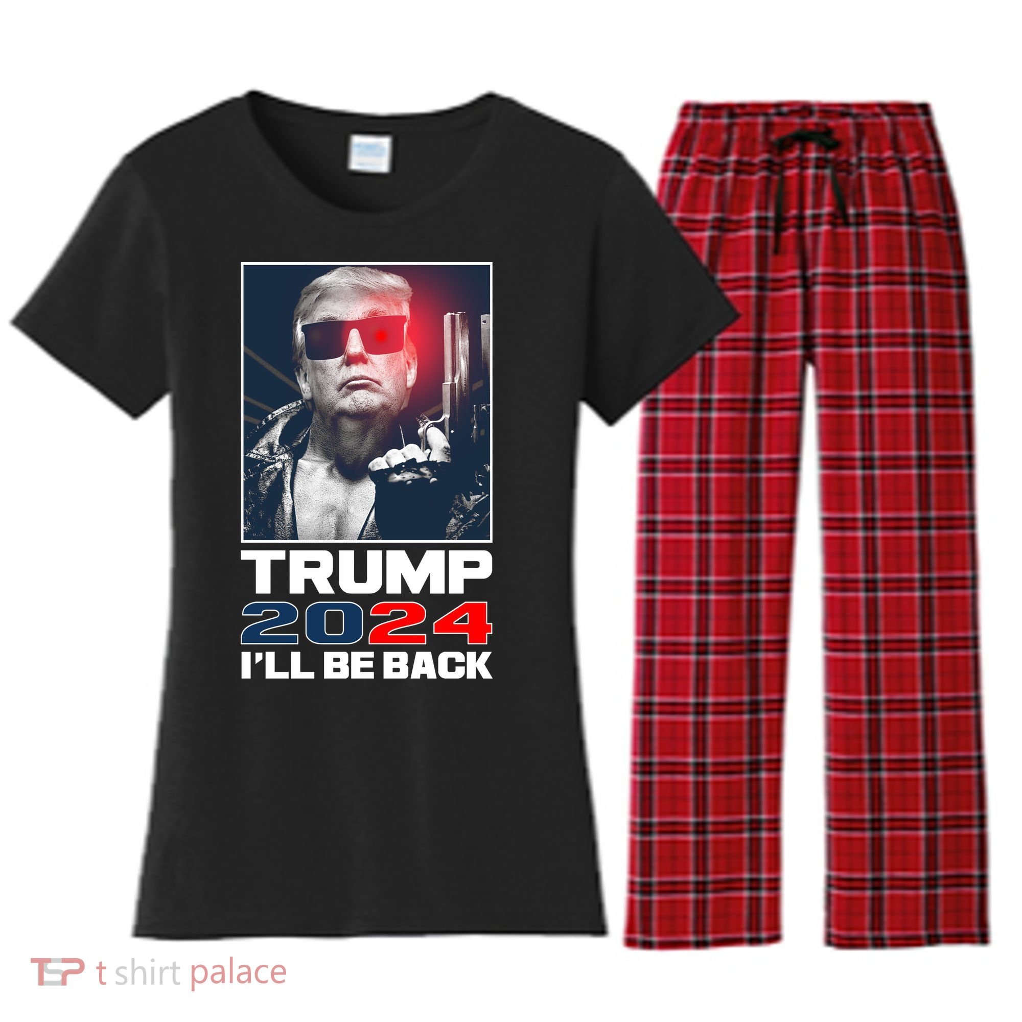 Donald Trump 2024 I'll Be Back Women's Flannel Pajama Set