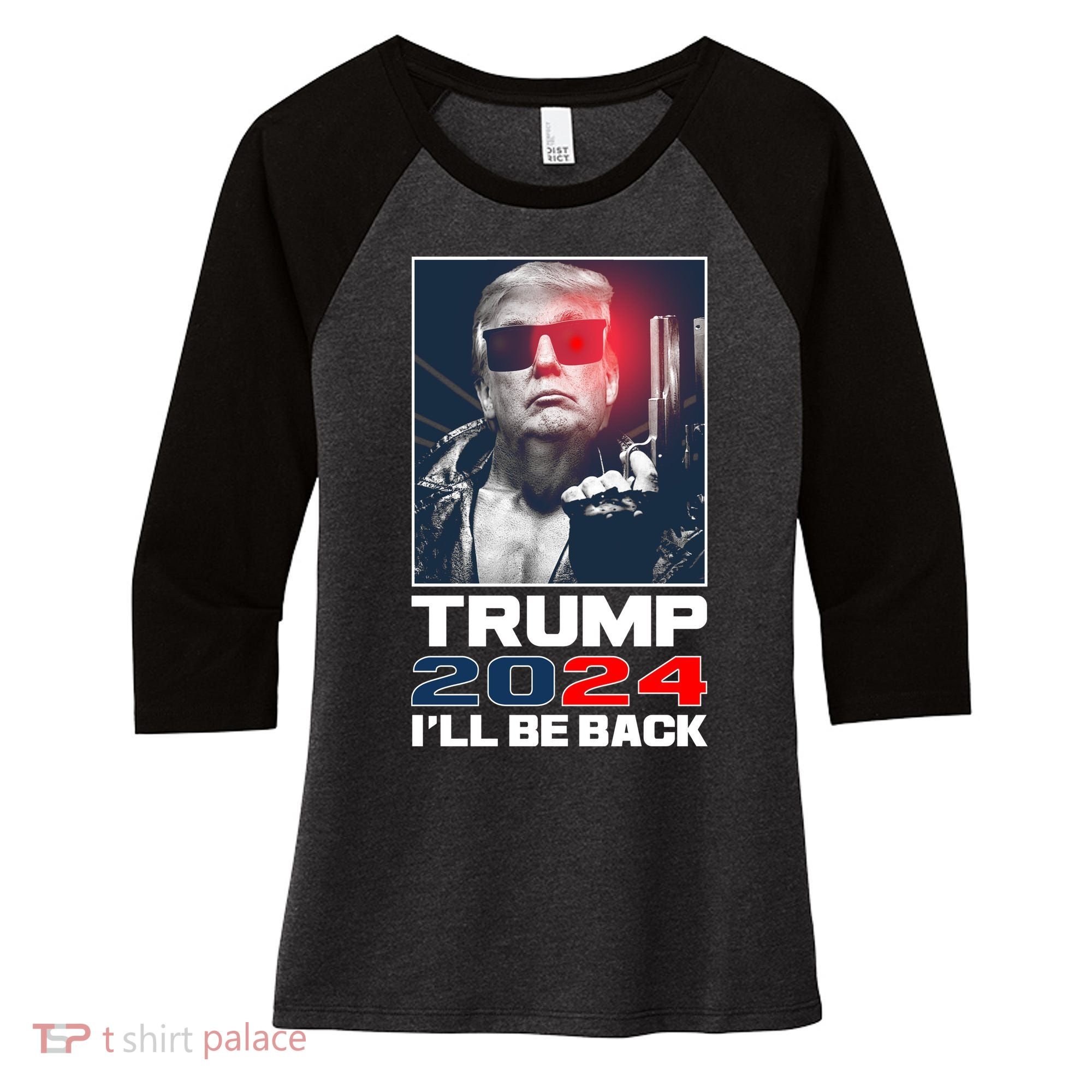 Donald Trump 2024 I'll Be Back Women's Tri-Blend 3/4-Sleeve Raglan Shirt