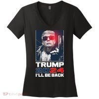 Donald Trump 2024 I'll Be Back Women's V-Neck T-Shirt thumb 0