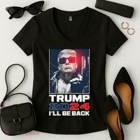 Donald Trump 2024 I'll Be Back Women's V-Neck T-Shirt thumb 2