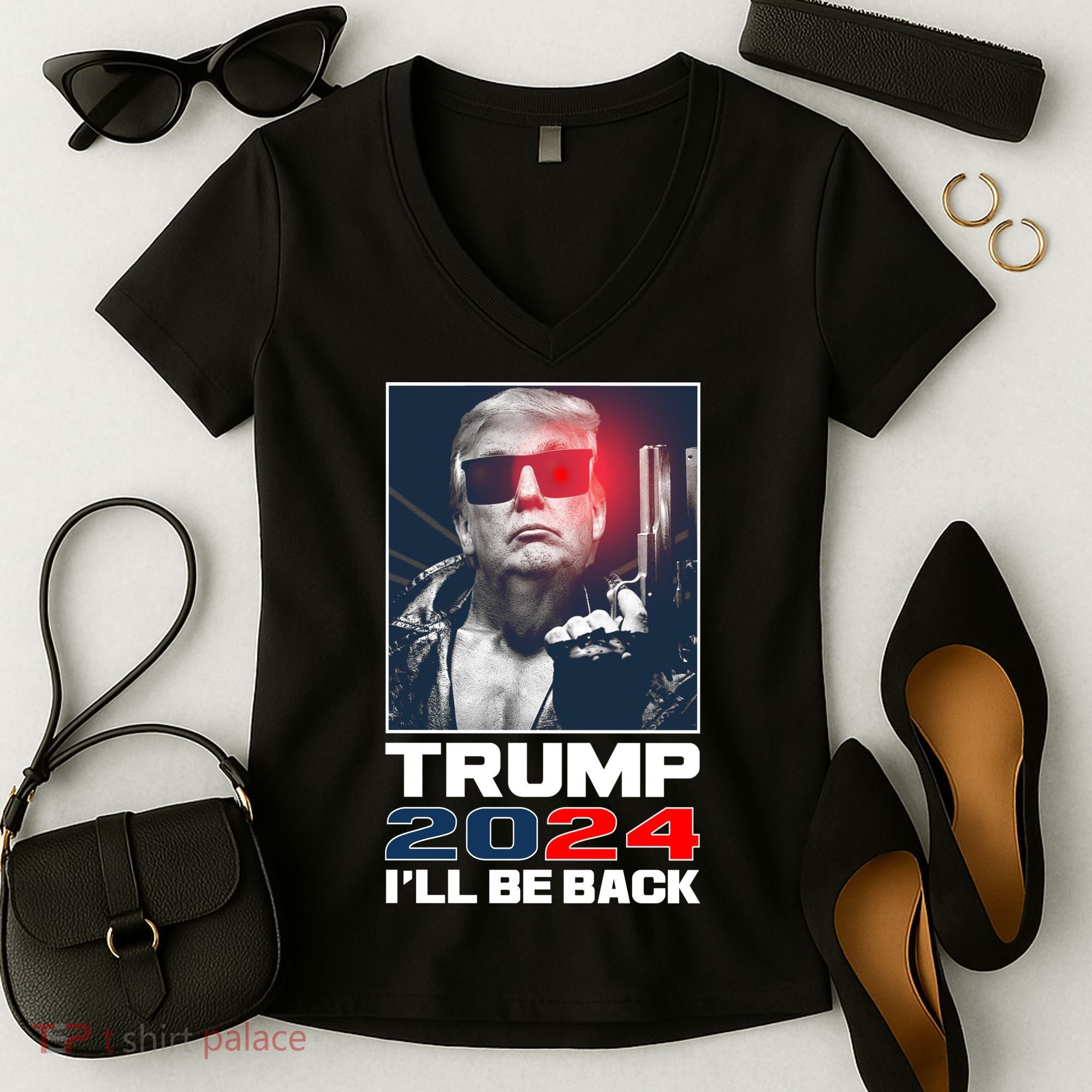Donald Trump 2024 I'll Be Back Women's V-Neck T-Shirt