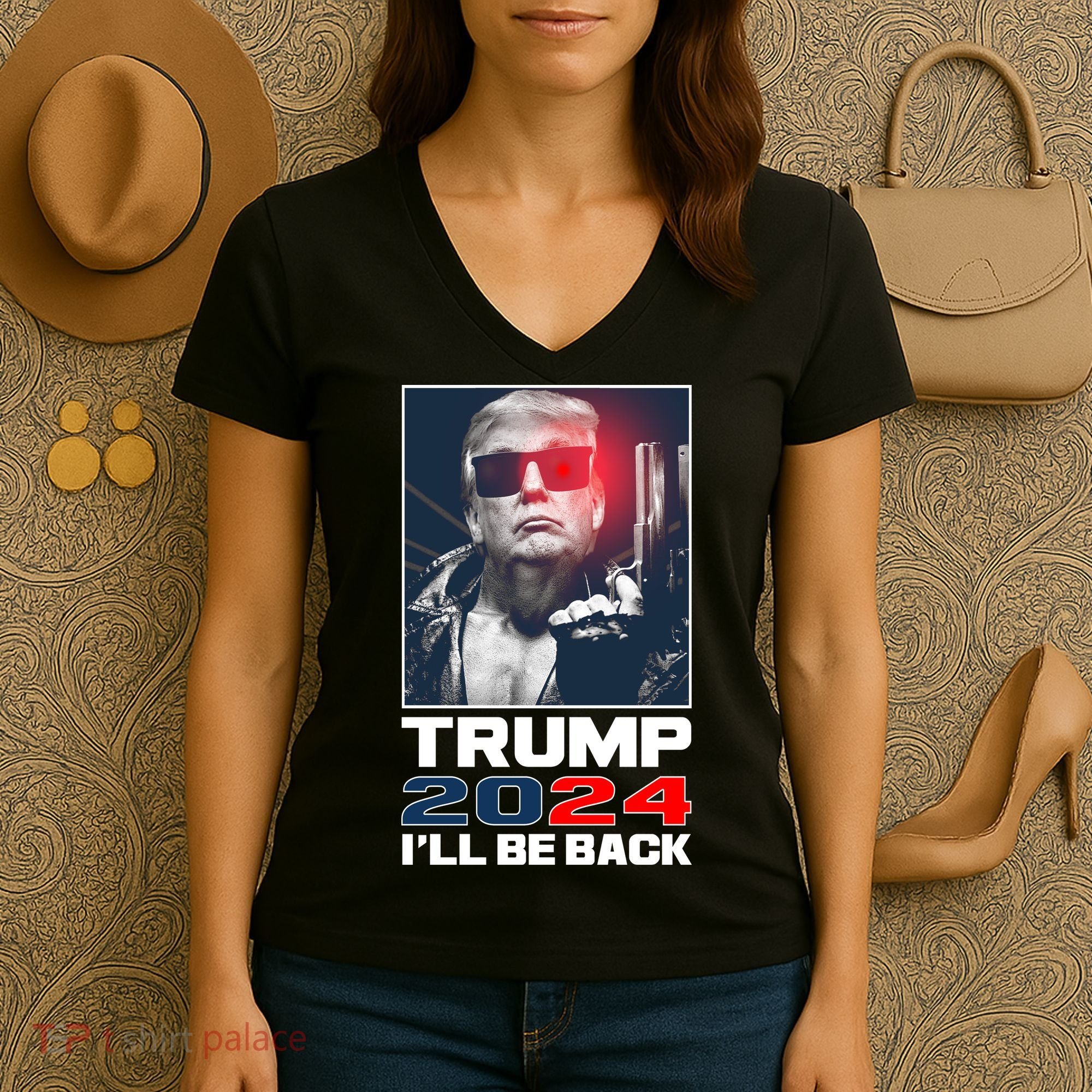 Donald Trump 2024 I'll Be Back Women's V-Neck T-Shirt