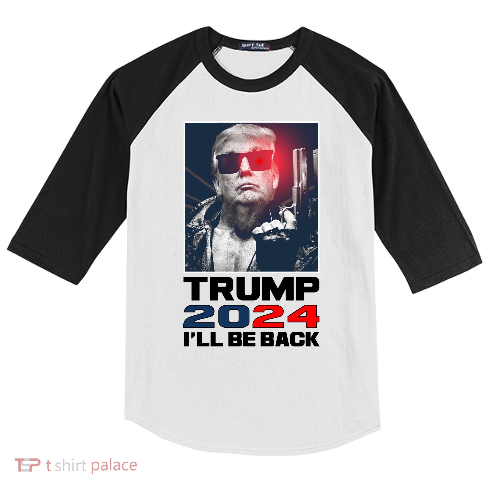 Donald Trump 2024 I'll Be Back Kids Colorblock Raglan Jersey