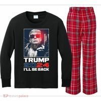 Donald Trump 2024 I'll Be Back Kids Long Sleeve Plaid Pajama Set thumb 0
