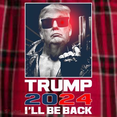 Donald Trump 2024 I'll Be Back Women's Flannel Plaid Pajama Pants