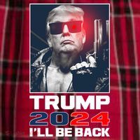 Donald Trump 2024 I'll Be Back Women's Flannel Plaid Pajama Pants thumb 2
