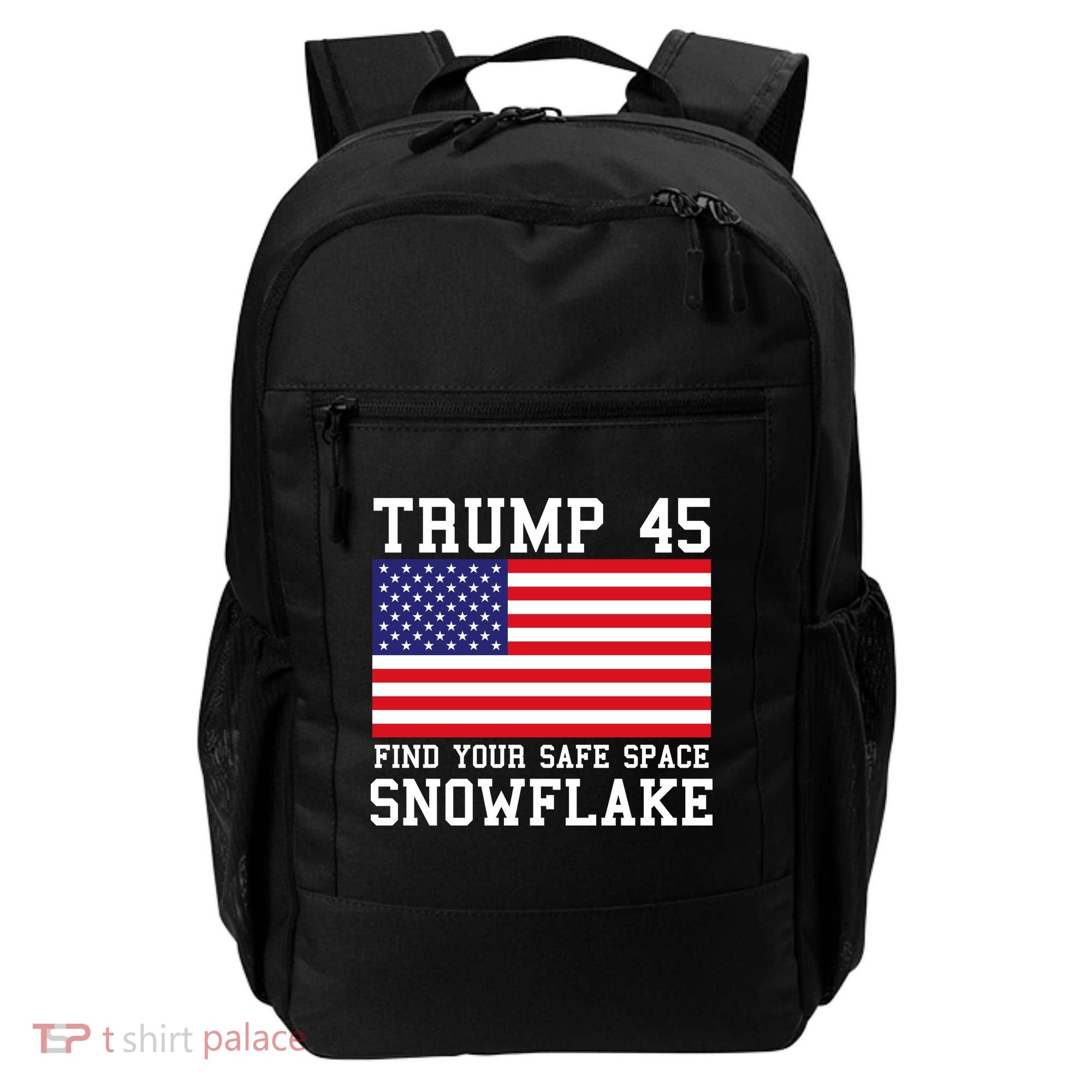 Donald Trump 45 Find Your Safe Space Snowflake USA Backpack