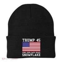 Donald Trump 45 Find Your Safe Space Snowflake USA Beanie thumb 0