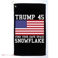 Donald Trump 45 Find Your Safe Space Snowflake USA Golf Towel thumb 0