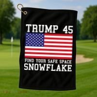 Donald Trump 45 Find Your Safe Space Snowflake USA Golf Towel thumb 1