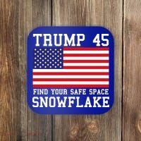 Donald Trump 45 Find Your Safe Space Snowflake USA Coaster thumb 0
