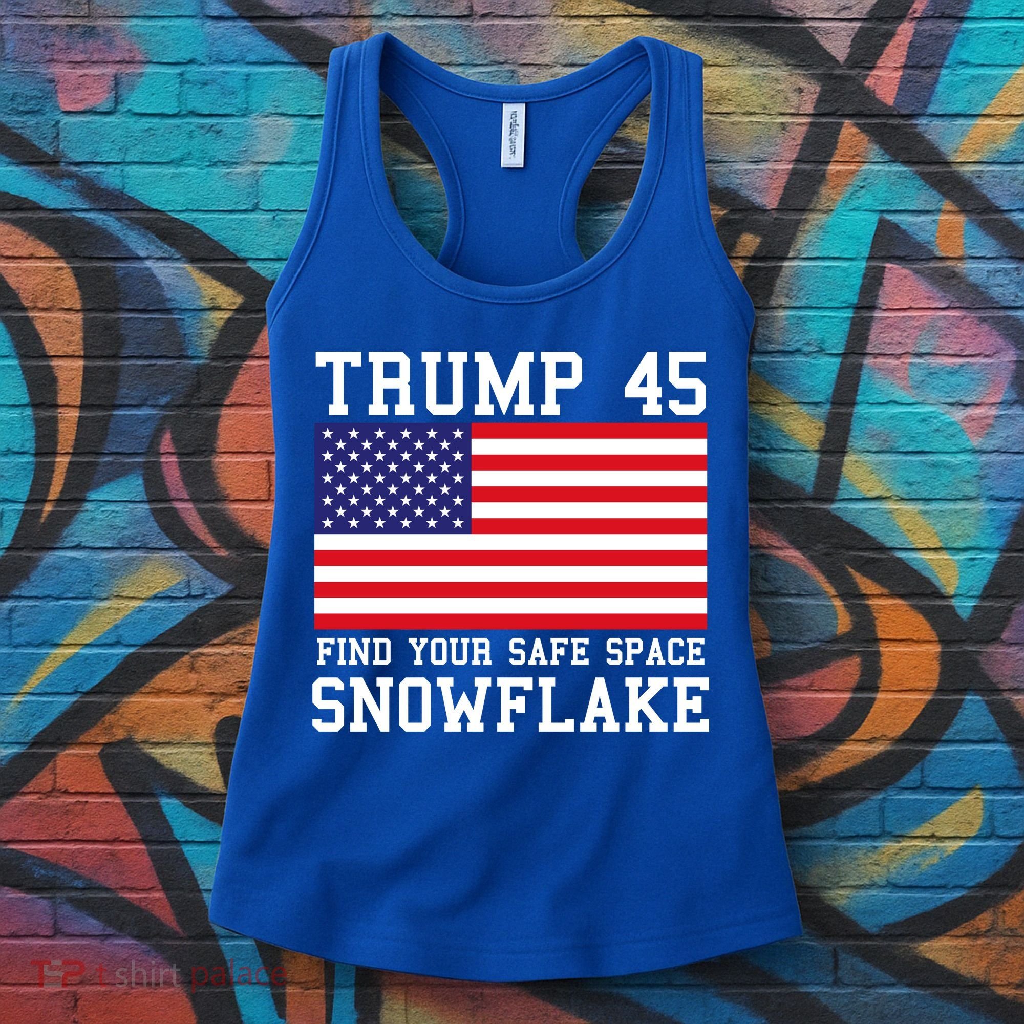 Donald Trump 45 Find Your Safe Space Snowflake USA Women's Tank Top