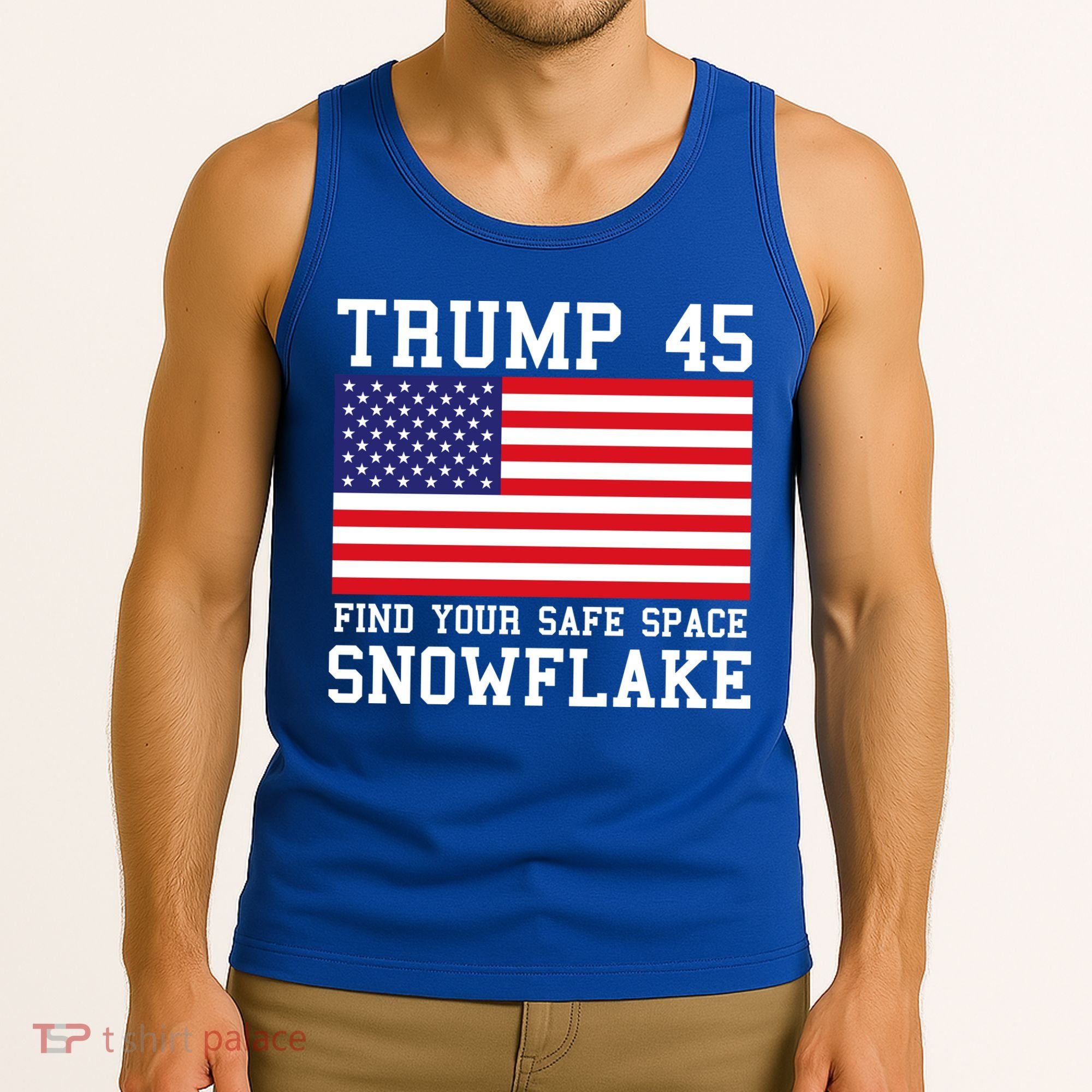 Donald Trump 45 Find Your Safe Space Snowflake USA Tank Top
