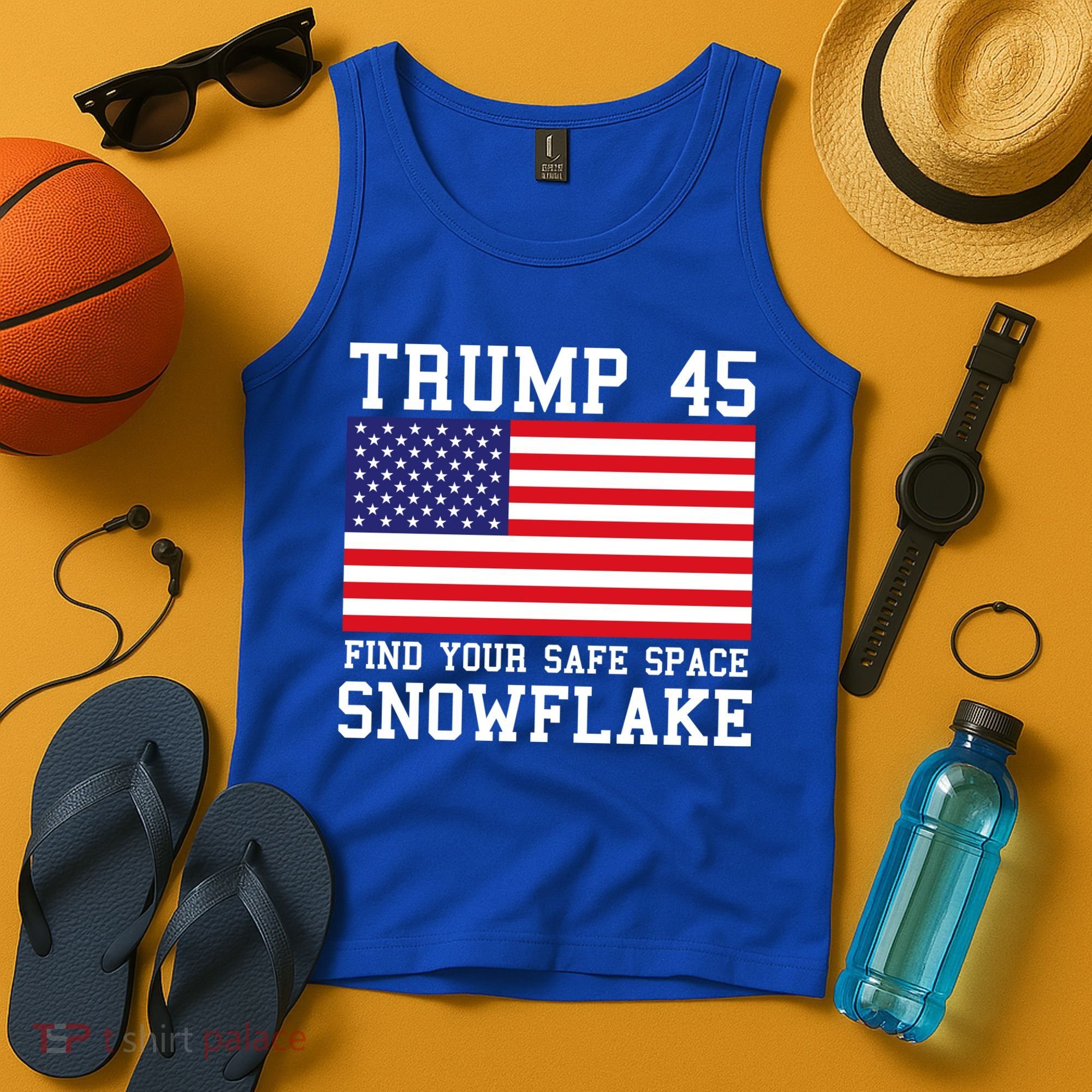 Donald Trump 45 Find Your Safe Space Snowflake USA Tank Top