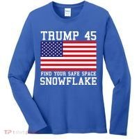 Donald Trump 45 Find Your Safe Space Snowflake USA Women's Long Sleeve Shirt thumb 0