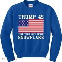 Donald Trump 45 Find Your Safe Space Snowflake USA Kids Sweatshirt thumb 0