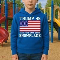 Donald Trump 45 Find Your Safe Space Snowflake USA Kids Hoodie thumb 2