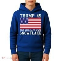 Donald Trump 45 Find Your Safe Space Snowflake USA Kids Hoodie thumb 4