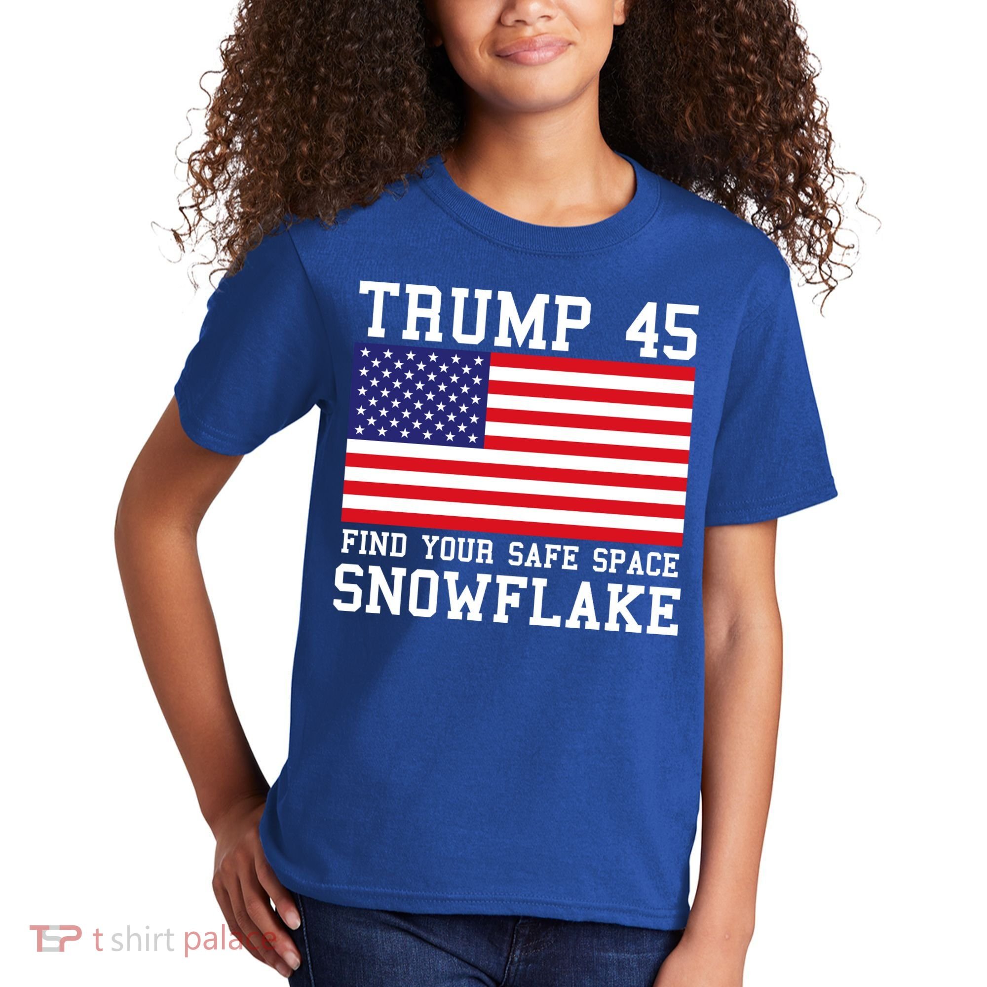 Donald Trump 45 Find Your Safe Space Snowflake USA Kids T-Shirt
