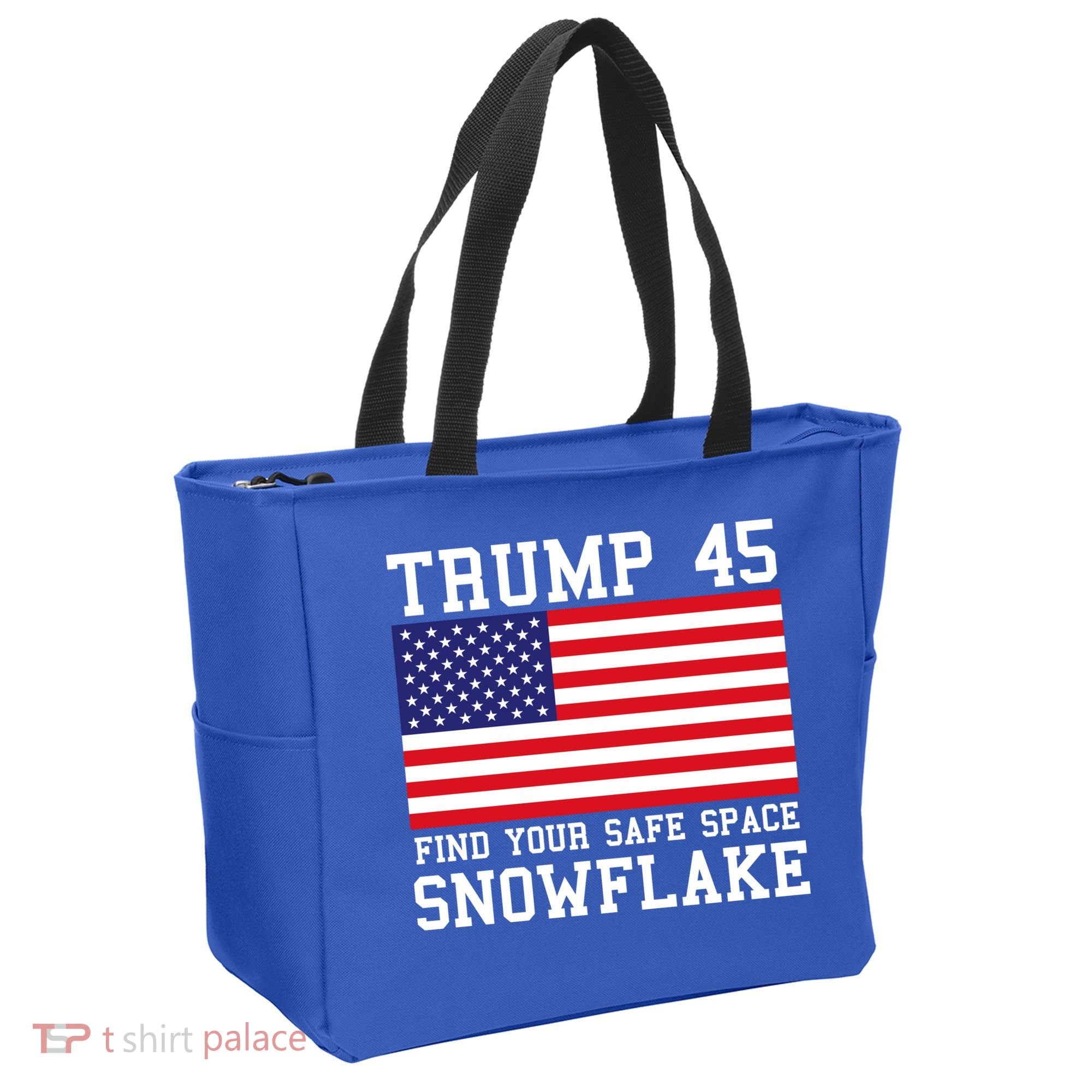 Donald Trump 45 Find Your Safe Space Snowflake USA Tote Bag