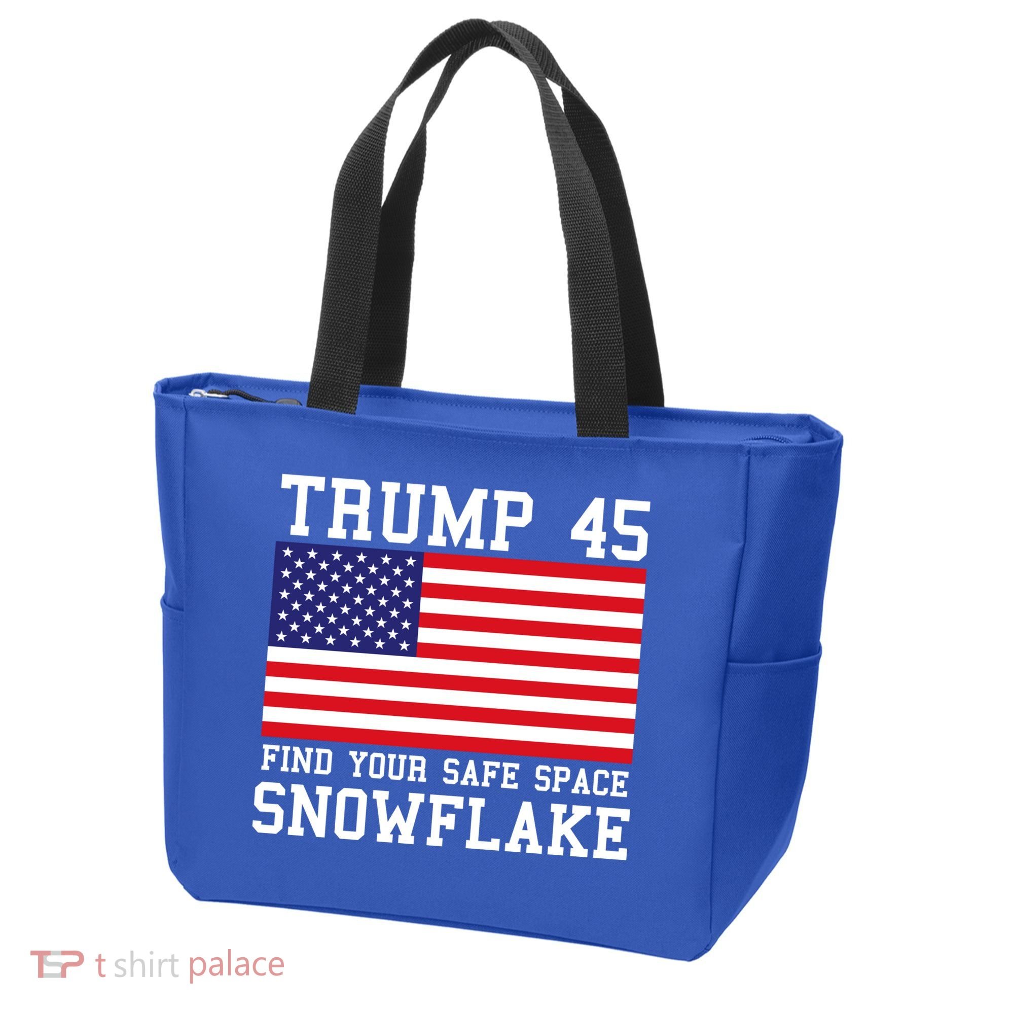 Donald Trump 45 Find Your Safe Space Snowflake USA Tote Bag
