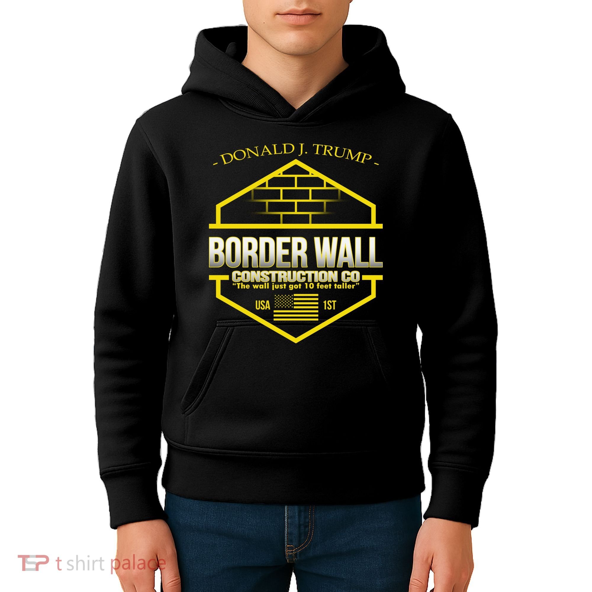 Donald Trump Border Wall Construction Co Kids Hoodie