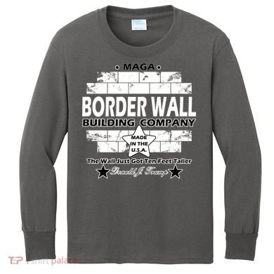 Donald Trump Border Wall Construction Company Kids Long Sleeve Shirt