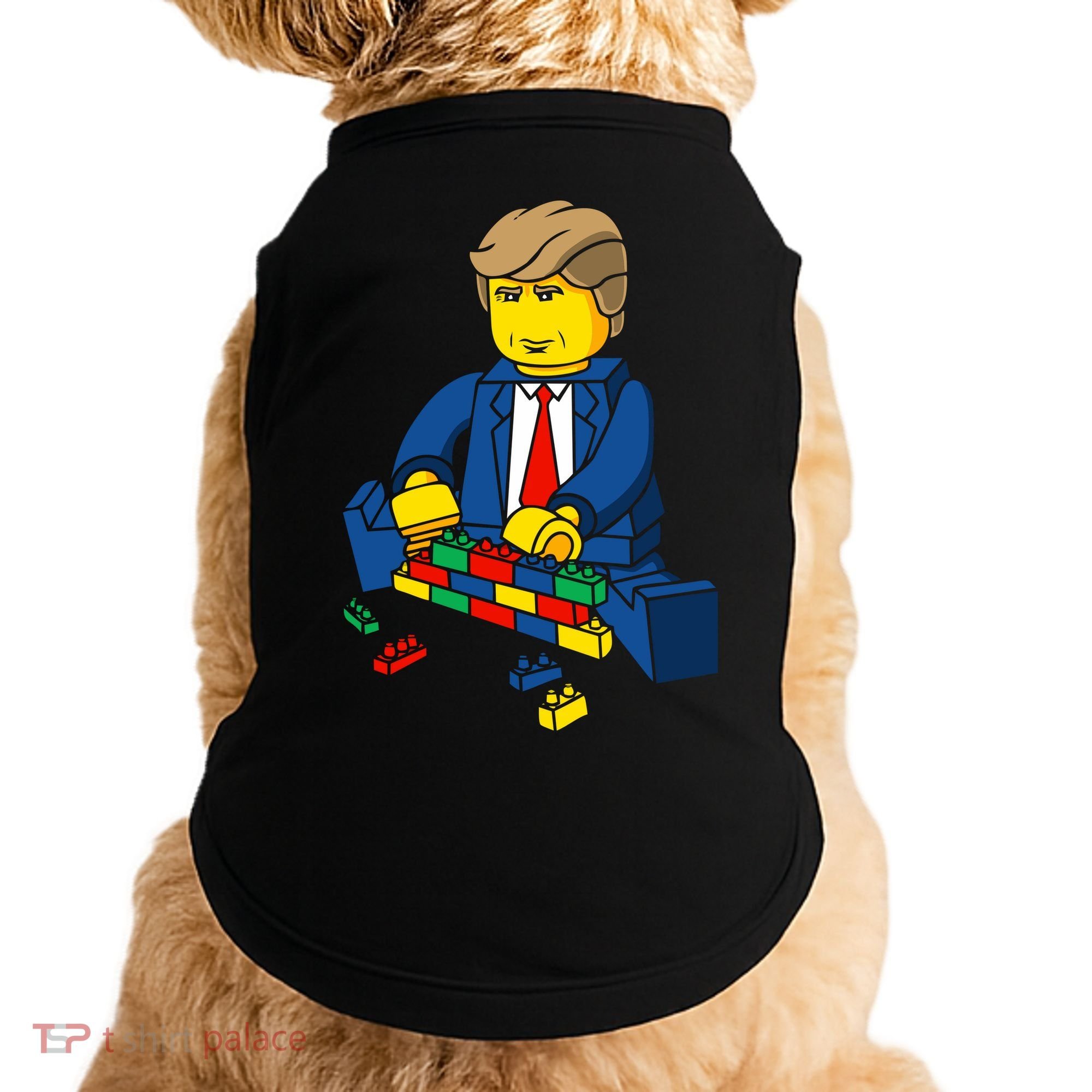 Donald Trump Building a Wall out of Toys Doggie Tank