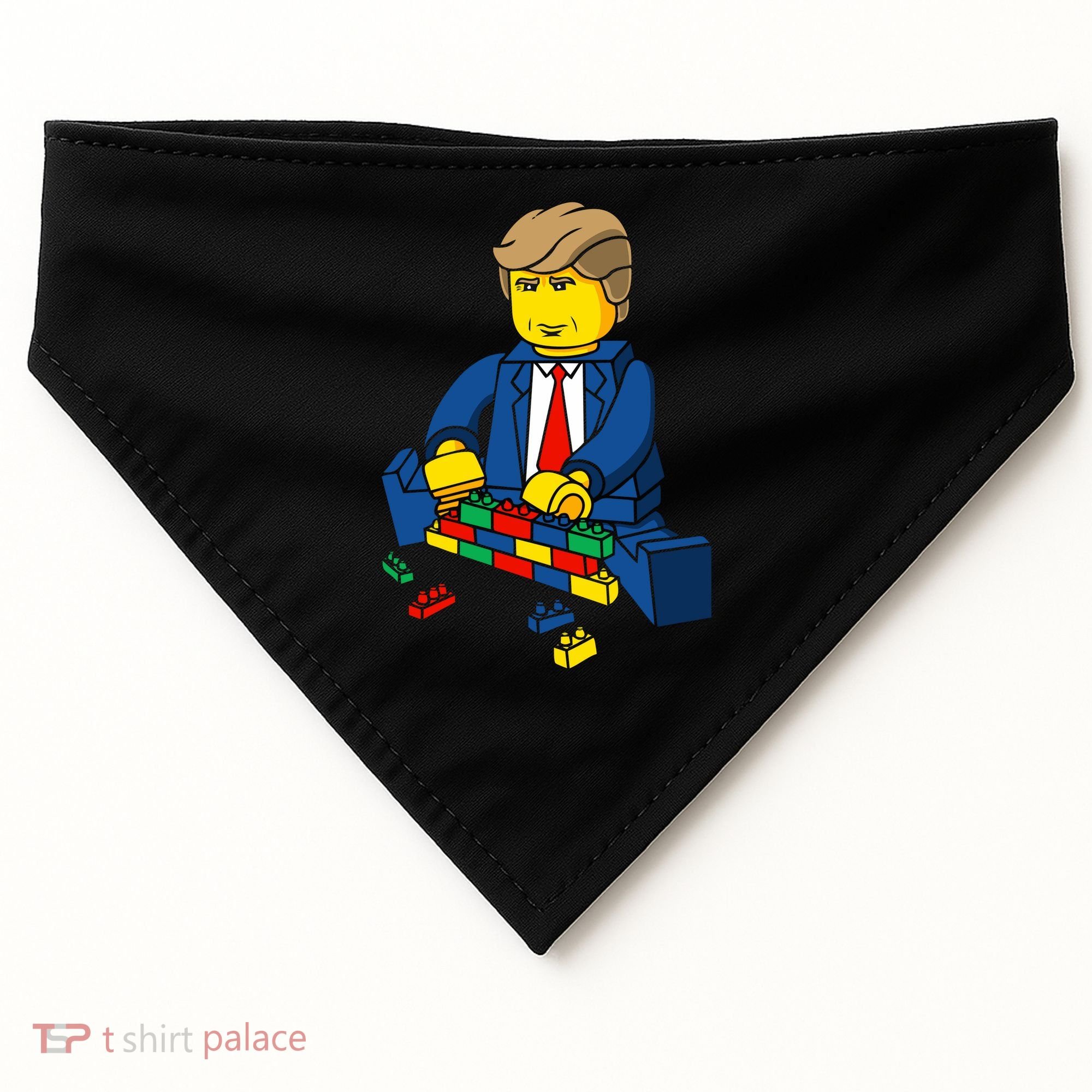 Donald Trump Building a Wall out of Toys USA-Made Doggie Bandana