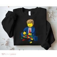 Donald Trump Building a Wall out of Toys Sweatshirt thumb 2
