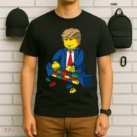 Donald Trump Building a Wall out of Toys T-Shirt thumb 6