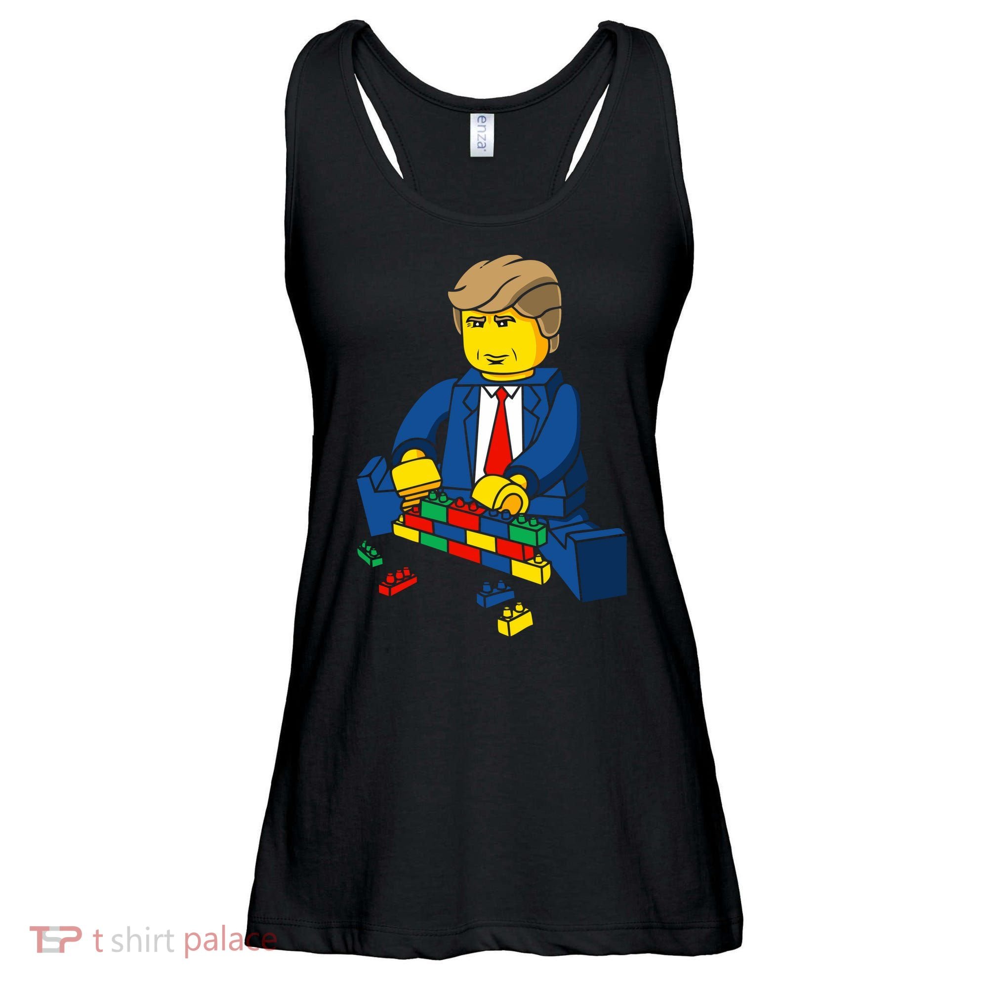 Donald Trump Building a Wall out of Toys Ladies Essential Flowy Tank
