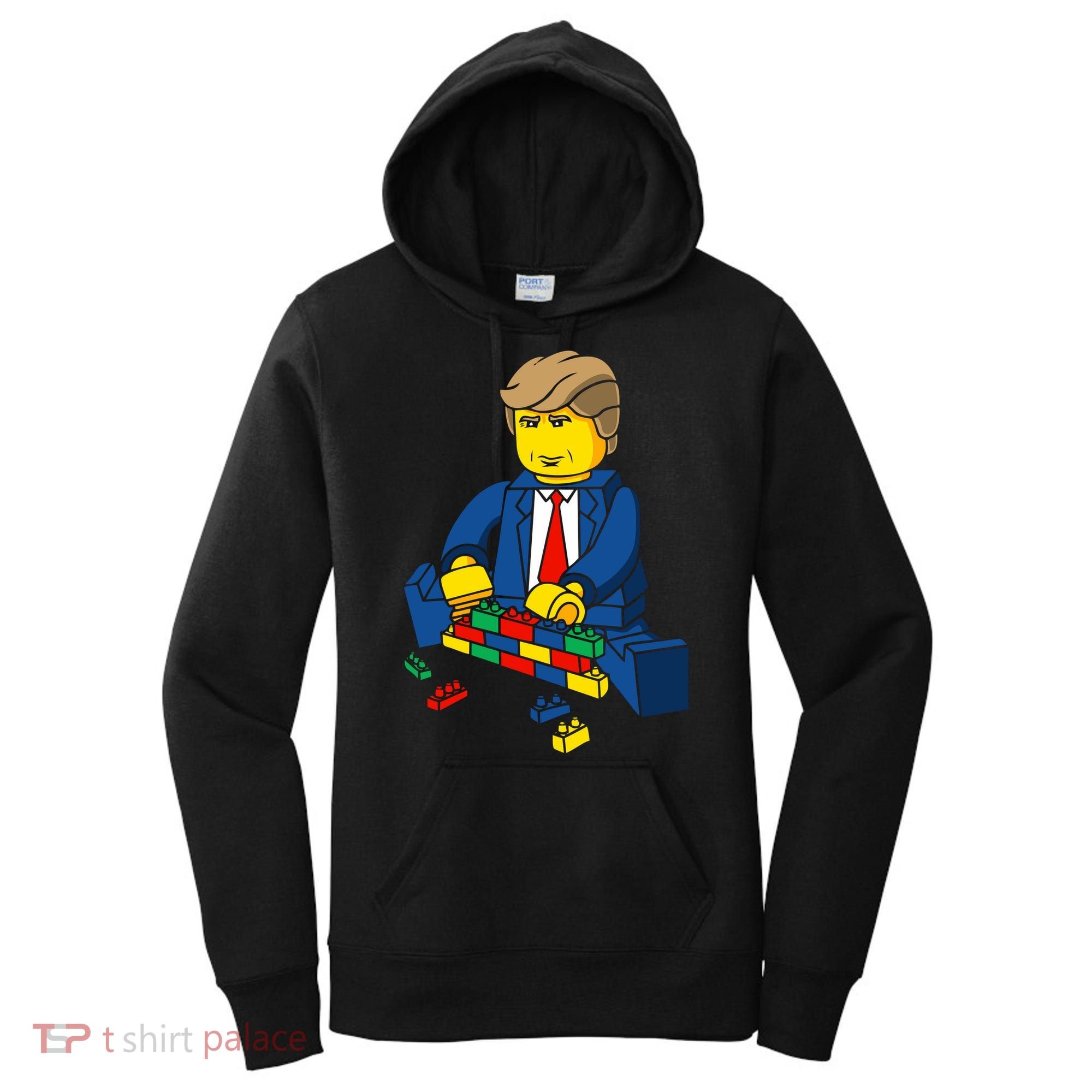 Donald Trump Building a Wall out of Toys Women's Hoodie
