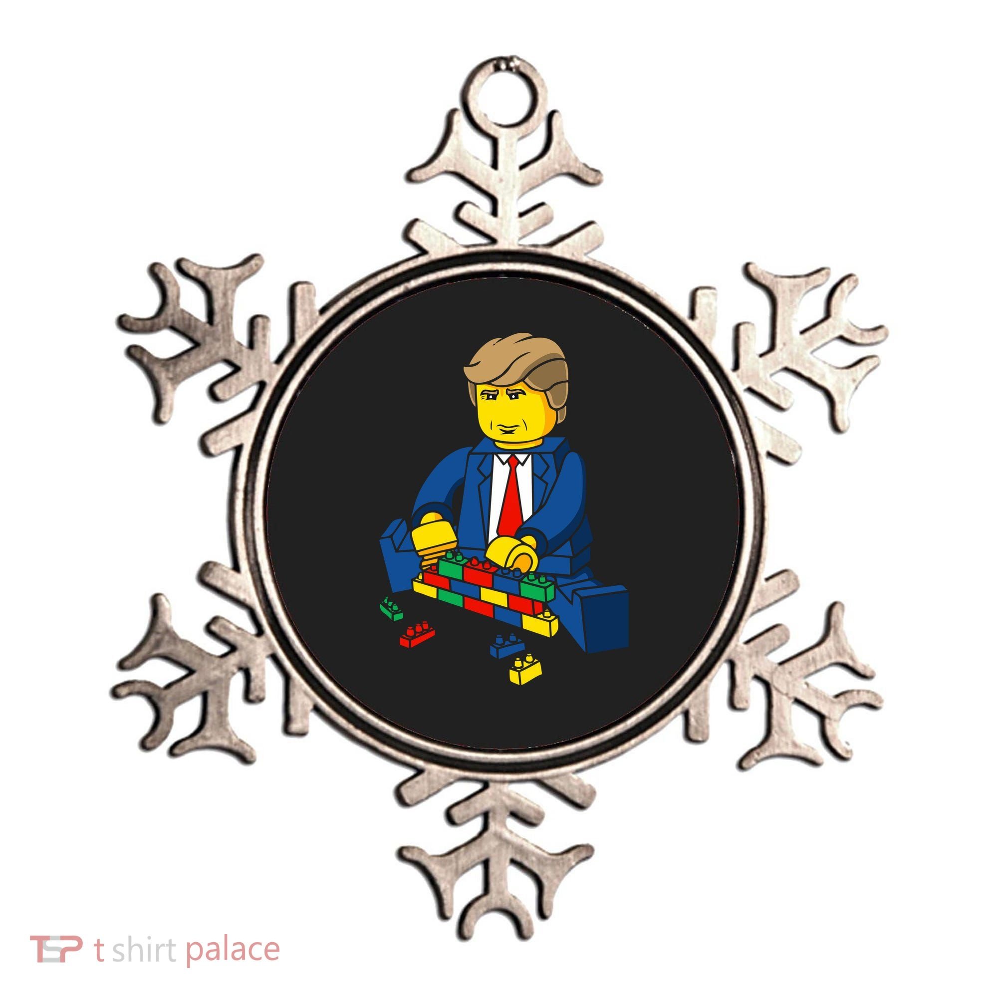 Donald Trump Building a Wall out of Toys Ornament