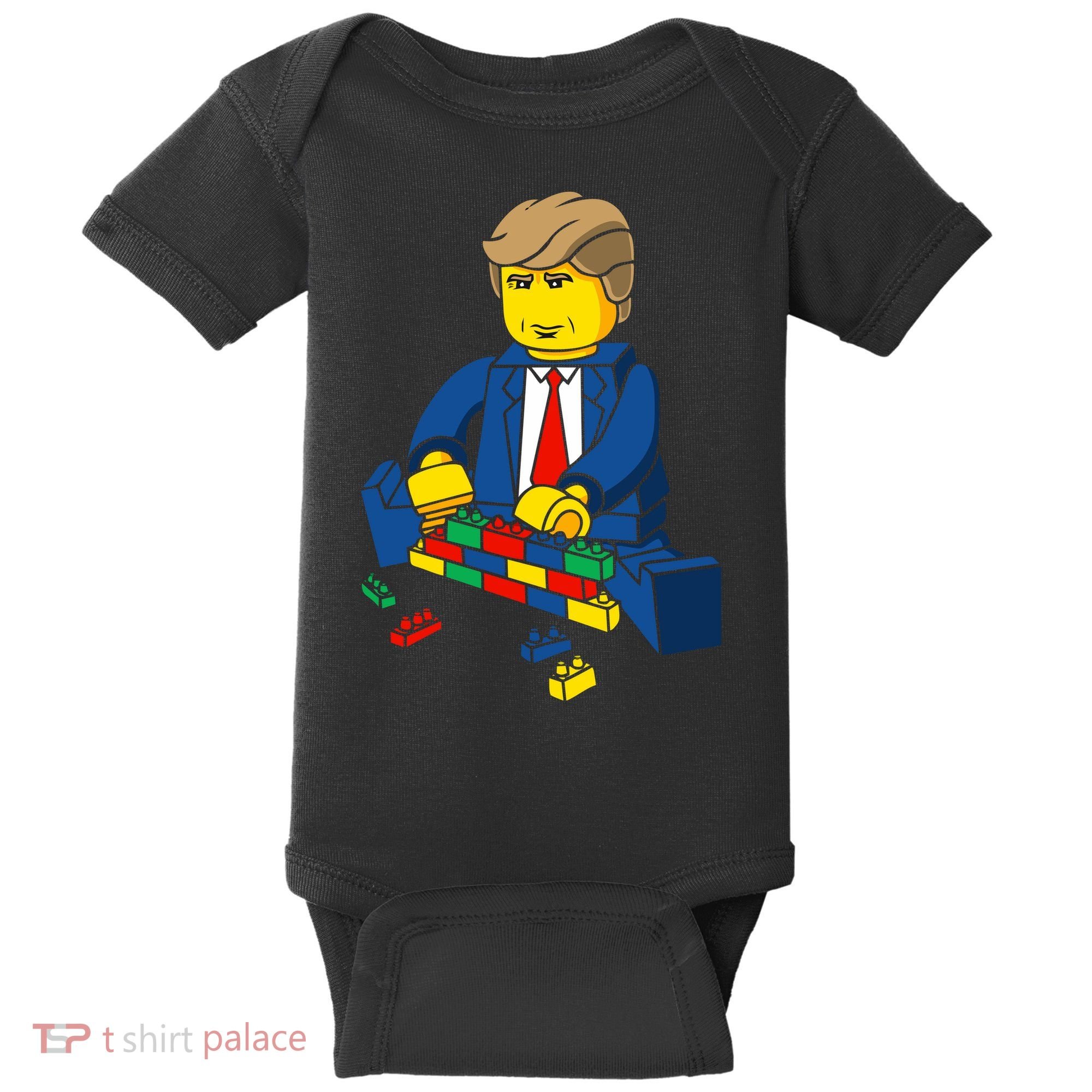 Donald Trump Building a Wall out of Toys Baby Bodysuit