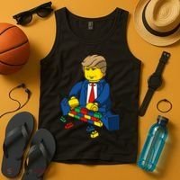 Donald Trump Building a Wall out of Toys Tank Top thumb 4