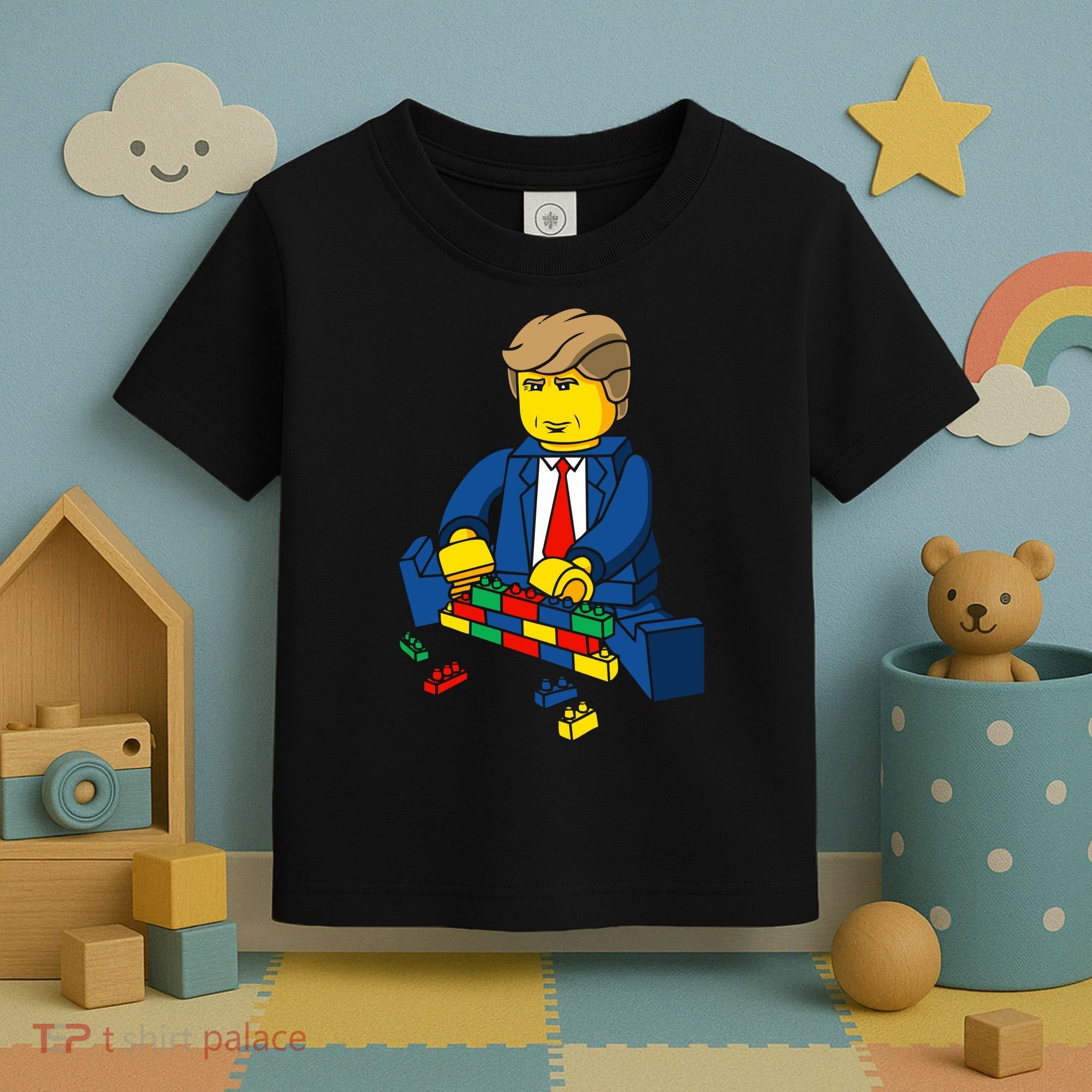 Donald Trump Building a Wall out of Toys Toddler T-Shirt