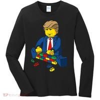 Donald Trump Building a Wall out of Toys Women's Long Sleeve Shirt thumb 0