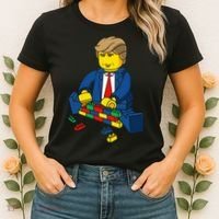 Donald Trump Building a Wall out of Toys Women's T-Shirt thumb 2