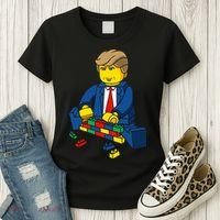 Donald Trump Building a Wall out of Toys Women's T-Shirt thumb 3