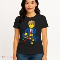 Donald Trump Building a Wall out of Toys Women's T-Shirt thumb 4