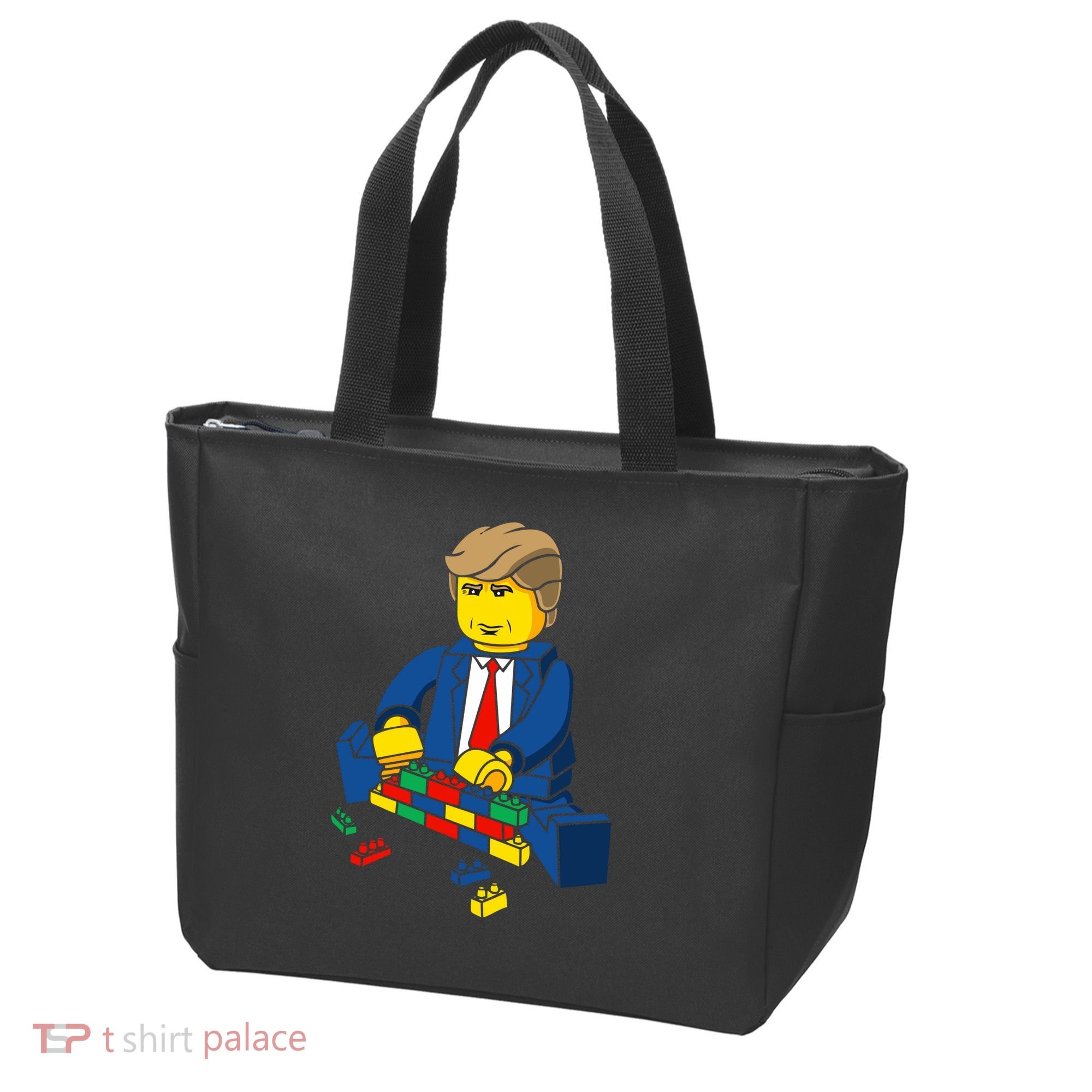 Donald Trump Building a Wall out of Toys Tote Bag