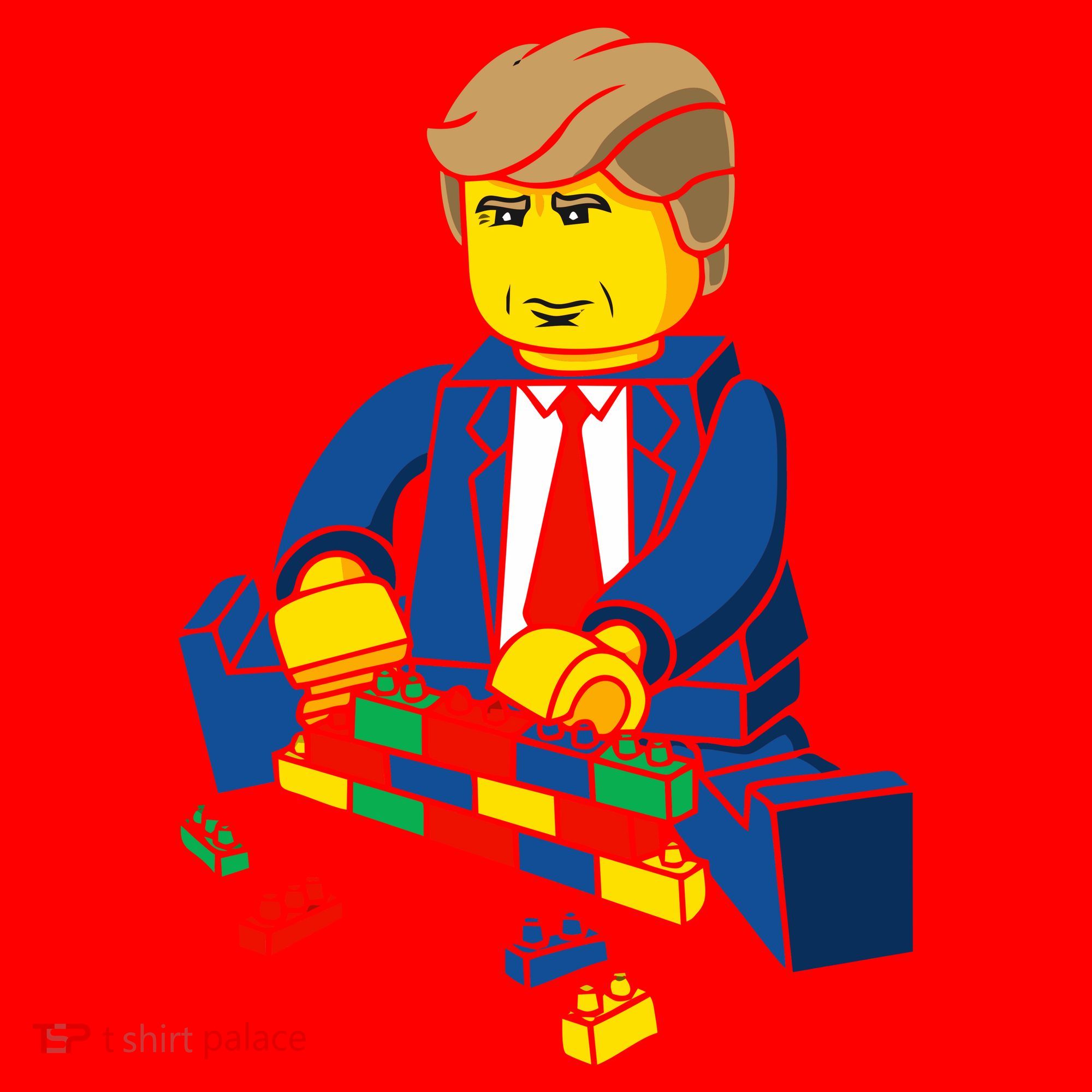 Donald Trump Building a Wall out of Toys Santa Hat